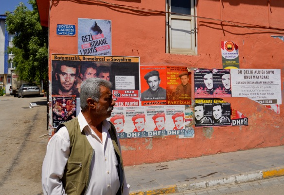 Posters with pictures of Ibrahim Kaypakkaya included, Tunceli. 